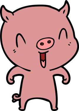 Bir insan tarafından çizilmiş mutlu çizgi film domuzu.