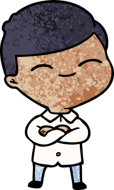 Bir insan tarafından çizilmiş gülümseyen çocuk.