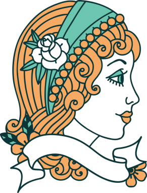 Bir insan tarafından çizilmiş çingene başlıklı geleneksel dövme.