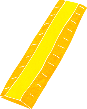 Bir insan tarafından çizilmiş tahta cetvel.