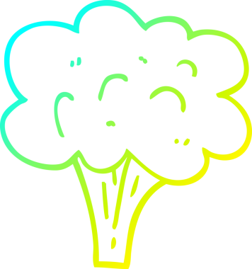 Bir insan tarafından çizilmiş bir brokoli sapının soğuk gradyan çizimi.