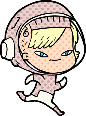 Bir insan tarafından çizilmiş astronot kadın.