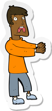 Bir insan tarafından çizilmiş bir karikatürün çıkartması.