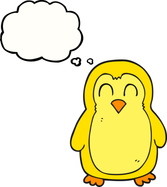 Bir insan tarafından çizilmiş serbest çizim balon karikatür kuşu.