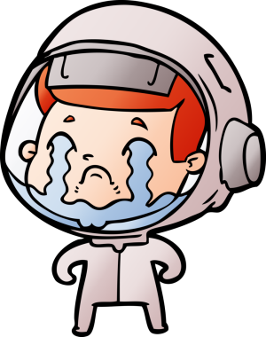 Bir insan tarafından çizilmiş ağlayan astronot çizgi filmi.