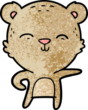 Bir insan tarafından çizilmiş mutlu çizgi film ayısı.