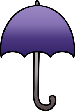 Bir insan tarafından çizilmiş açık şemsiyeli bir çizgi film.