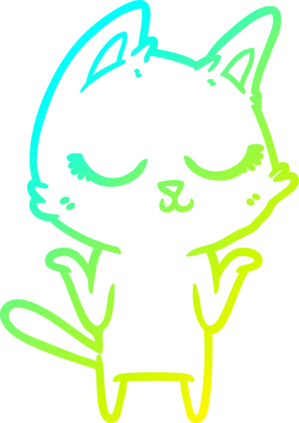 Bir insan tarafından çizilmiş sakin bir çizgi film kedisinin soğuk eğim çizgisi.