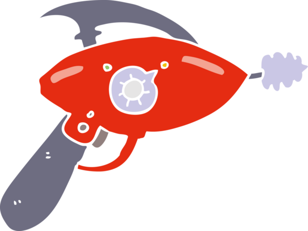 Bir insan tarafından çizilmiş düz renkli ışın tabancası