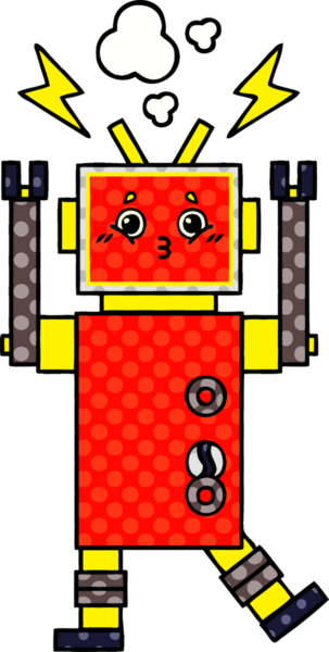 bir insan tarafından çizilmiş bir robotun çizgi roman tarzı