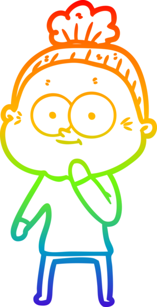 Gökkuşağı gradyan çizgi çizimi Bir insan tarafından çizilmiş mutlu yaşlı kadın