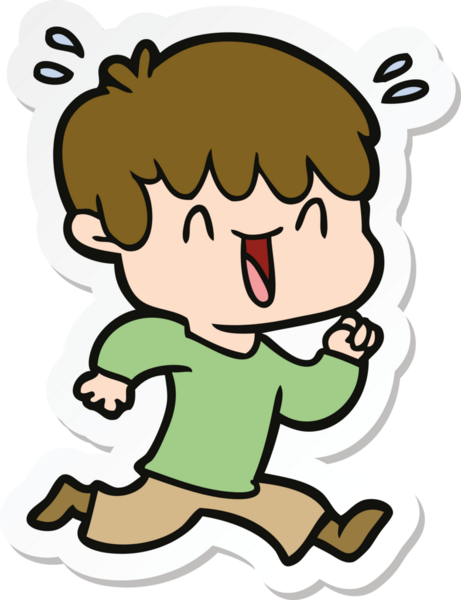 Bir insan tarafından çizilmiş, gülen bir çocuğun çıkartması.