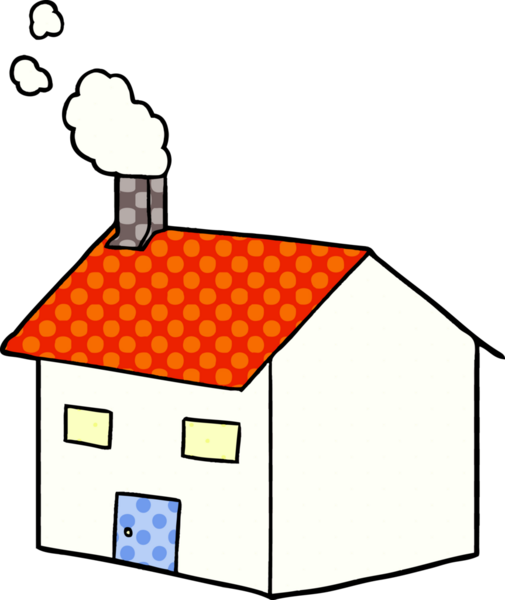 Bir insan tarafından çizilmiş karikatür evi.