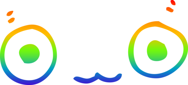 Gökkuşağı gradyan çizimi. Bir insan tarafından çizilmiş şirin bir çizgi film yüzü.