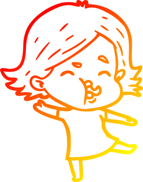 Bir insan tarafından çizilmiş bir çizgi film kızının sıcak çizgi çizimi.