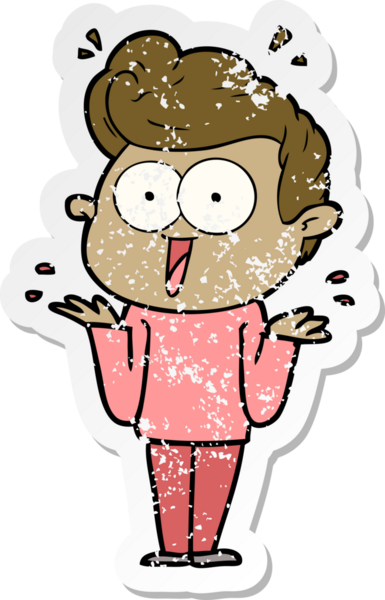 Bir insan tarafından çizilmiş karikatür adamın sıkıntılı çıkartması.