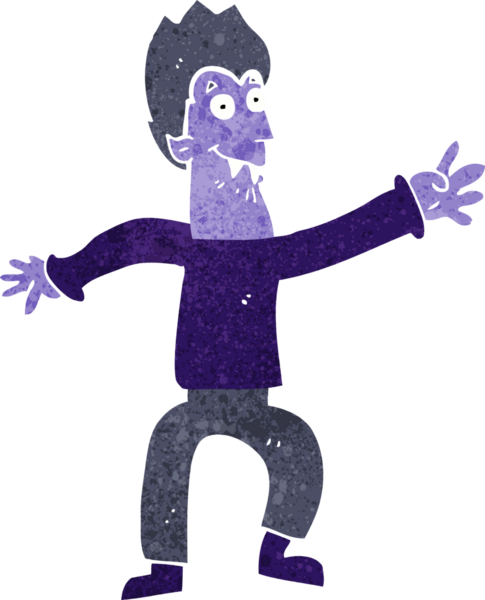 Bir insan tarafından çizilmiş bir vampir çizgi filmi.