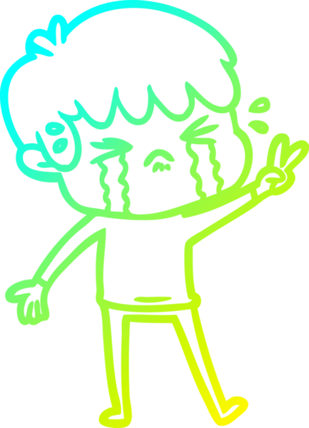 Bir insan tarafından çizilmiş ağlayan çizgi film çocuğu çizimi.