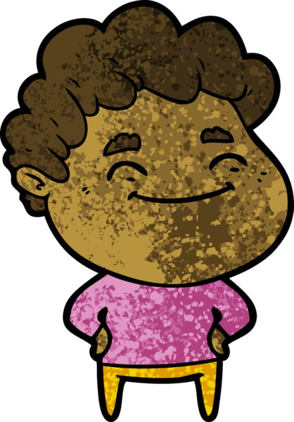 Bir insan tarafından çizilmiş çizgi film dostu bir adam.