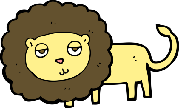 Bir insan tarafından çizilmiş çizgi film aslanı.