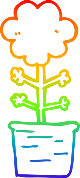 Gökkuşağı gradyan çizgisi. Bir insan tarafından çizilmiş şirin bir karikatür çiçeği.