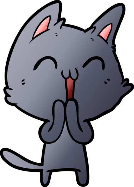 Bir insan tarafından çizilmiş mutlu çizgi film kedisi.