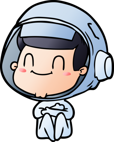 Bir insan tarafından çizilmiş mutlu astronot çizgi filmi.