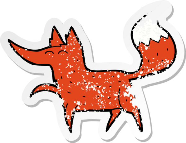 Bir insan tarafından çizilmiş tilki çizgi filminin sıkıntılı çıkartması.