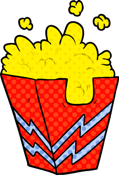 Bir insan tarafından çizilmiş patlamış mısır kutusu.