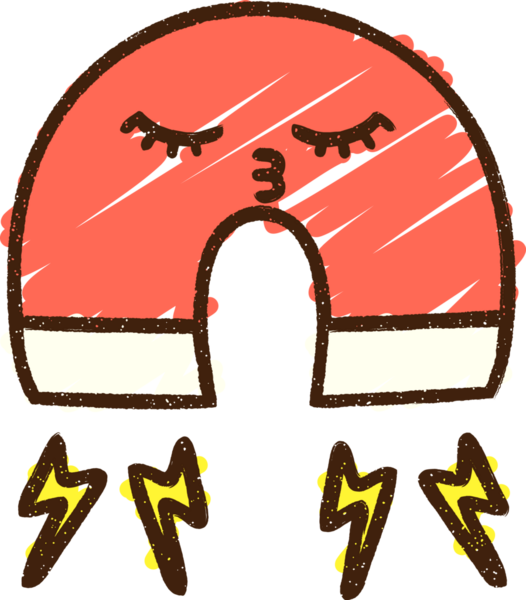 Bir insan tarafından çizilen mıknatıs tebeşiri