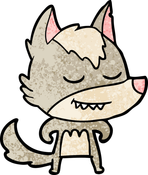 Bir insan tarafından çizilmiş dost canlısı bir kurt.