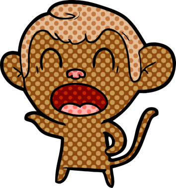 Bir insan tarafından çizilmiş bağıran çizgi film maymunu.