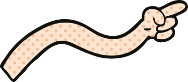 Bir insan tarafından çizilmiş çizgi roman tarzı bir işaret kolu.