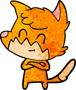 Bir insan tarafından çizilmiş çizgi film dostu tilki.