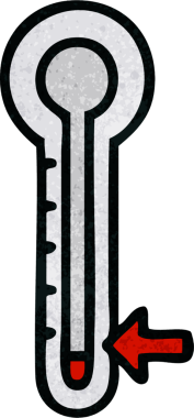 Bir insan tarafından çizilmiş soğuk termometrenin retro grunge desen karikatürü