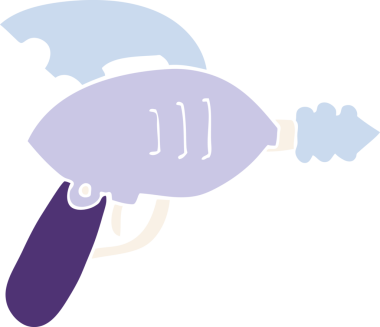 Bir insan tarafından çizilmiş düz renkli ışın tabancası