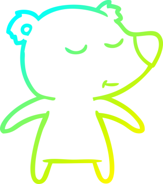 Bir insan tarafından çizilen mutlu çizgi film ayısının soğuk gradyan çizgisi.