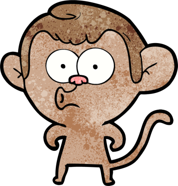 Bir insan tarafından çizilmiş korna çalan maymun.