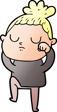 Bir insan tarafından çizilmiş sakin bir kadın çizgi filmi.