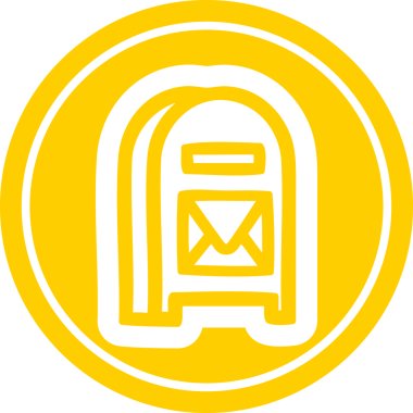 Bir insan tarafından çizilmiş posta kutusu dairesel simgesi