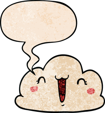 Konuşma baloncuğu olan karikatür bulutu insan tarafından çizilmiş retro doku.