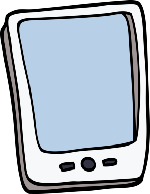 karikatür bir insan tarafından çizilmiş dokunmatik ekran mobil