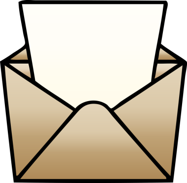 bir insan tarafından çizilen zarfın içinde gölgelenmiş garip bir çizgi film doları