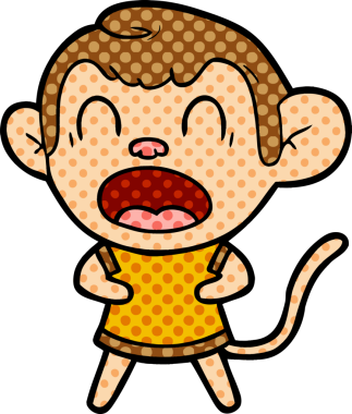 Bir insan tarafından çizilmiş bağıran çizgi maymun.