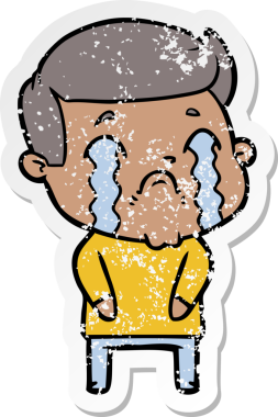 Bir insan tarafından çizilmiş ağlayan bir karikatürcünün sıkıntılı çıkartması.