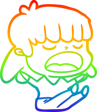 Gökkuşağı gradyan çizgi çizimi Bir insan tarafından yüksek sesle çizilen bir kadın karikatürü