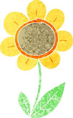 Bir insan tarafından çizilmiş tuhaf illüstrasyon tarzı papatya