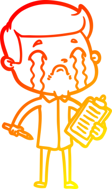 Bir insan tarafından çizilmiş ağlayan bir çizgi film karakteri çizimi.