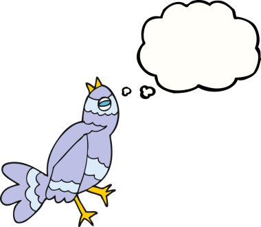 Bir insan tarafından çizilmiş serbest çizim balon karikatür kuşu şarkısı.