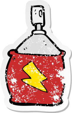 Bir insan tarafından çizilmiş karikatür spreyinin gerilimli yapıştırması.